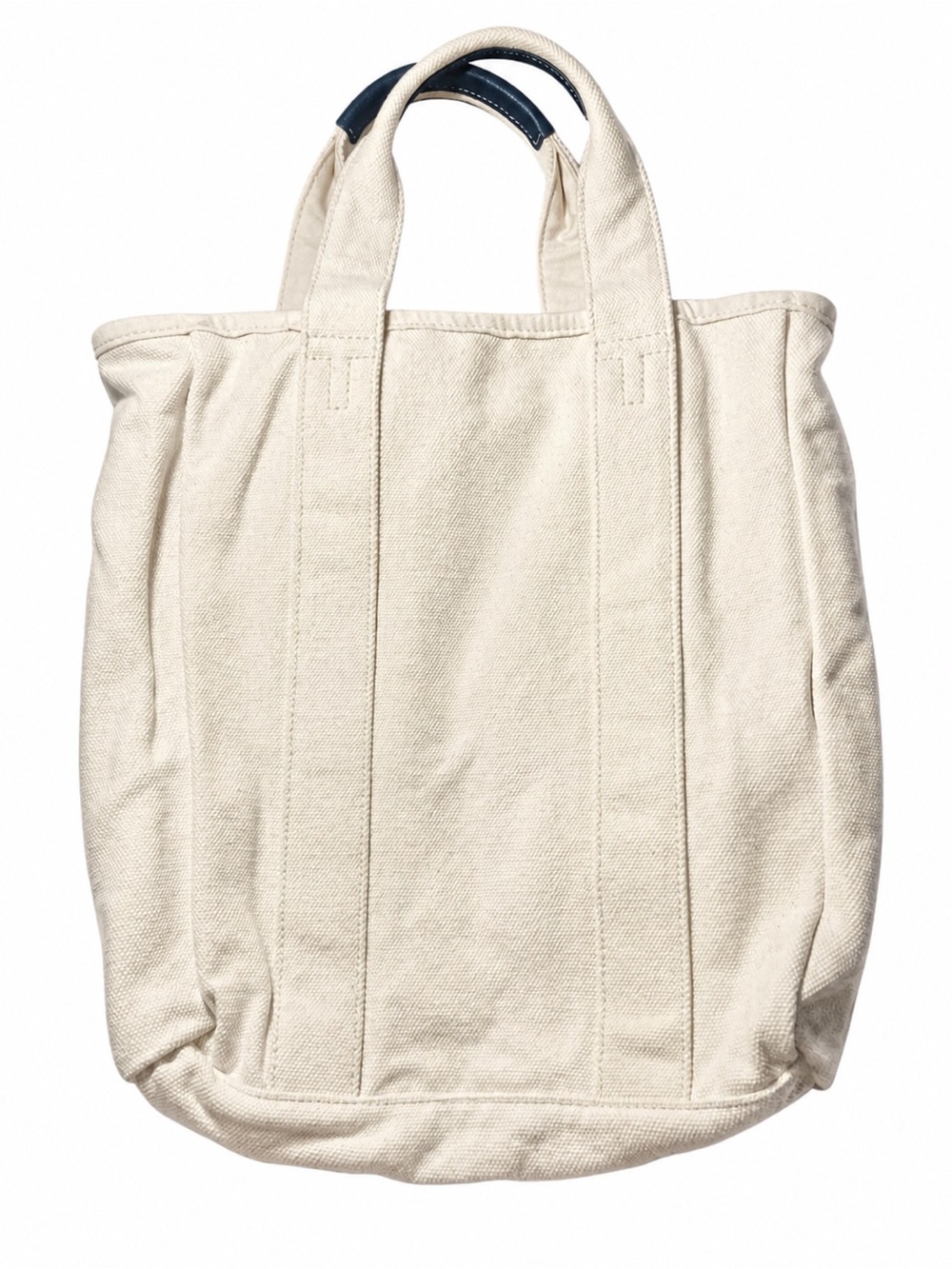 Tory Burch Canvas Tote Bag – Cream/Ivory | Mini Tote | Everyday Bag-Navy handle - Picture 2 of 5